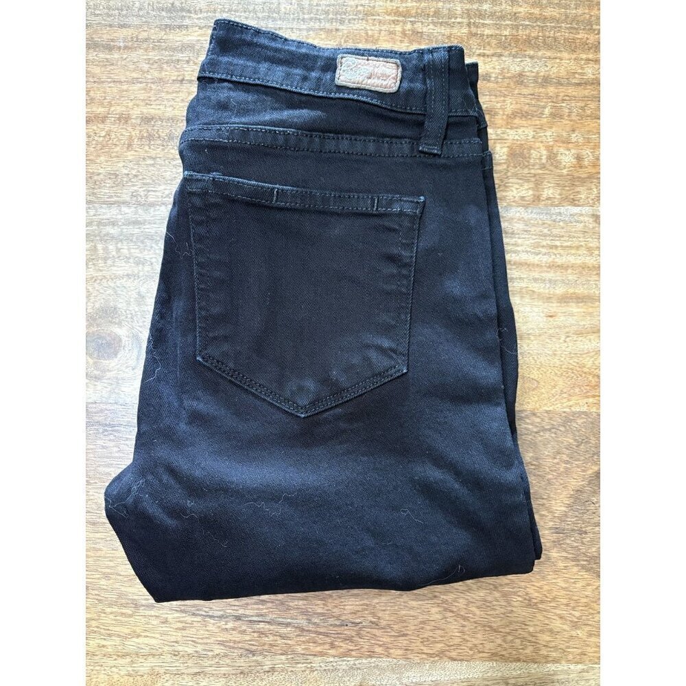 Paige Peg Skinny Jeans Womens 27 Black Stretch Denim Mid Rise Pants Slim Fit